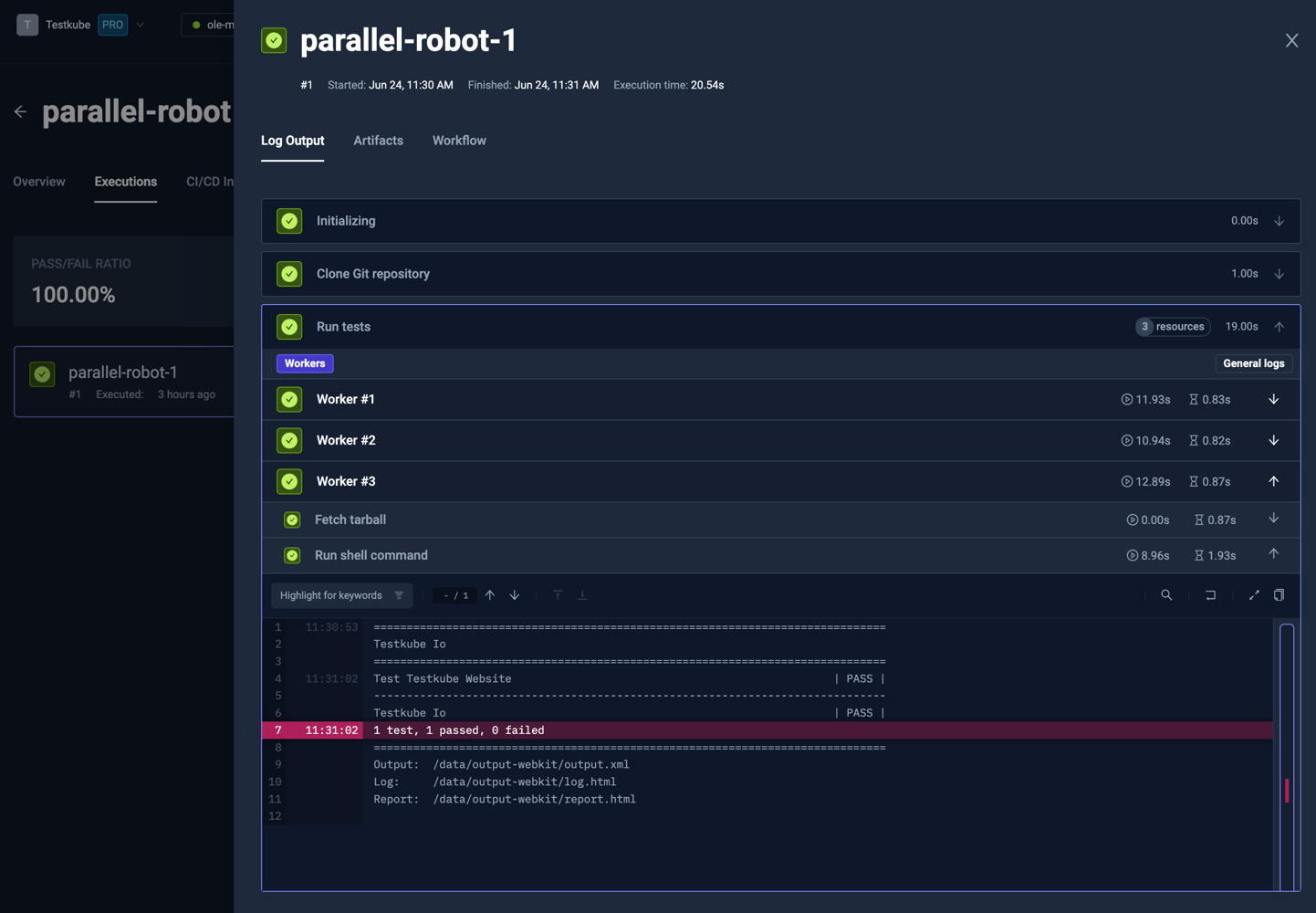 Robot Framework Log Output